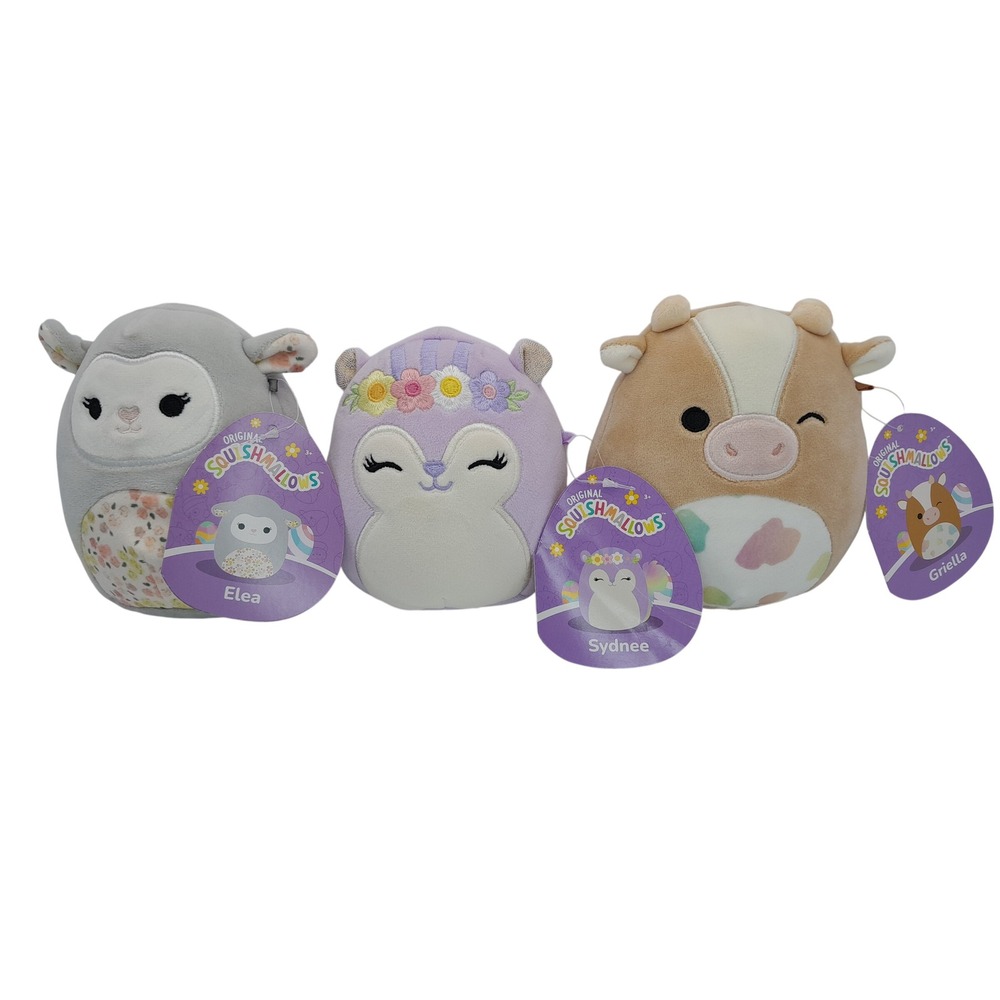 Squishmallows 5 Inch Easter Plush Set Elea Sydnee Griella Lamb Squirrel Cow NWT
